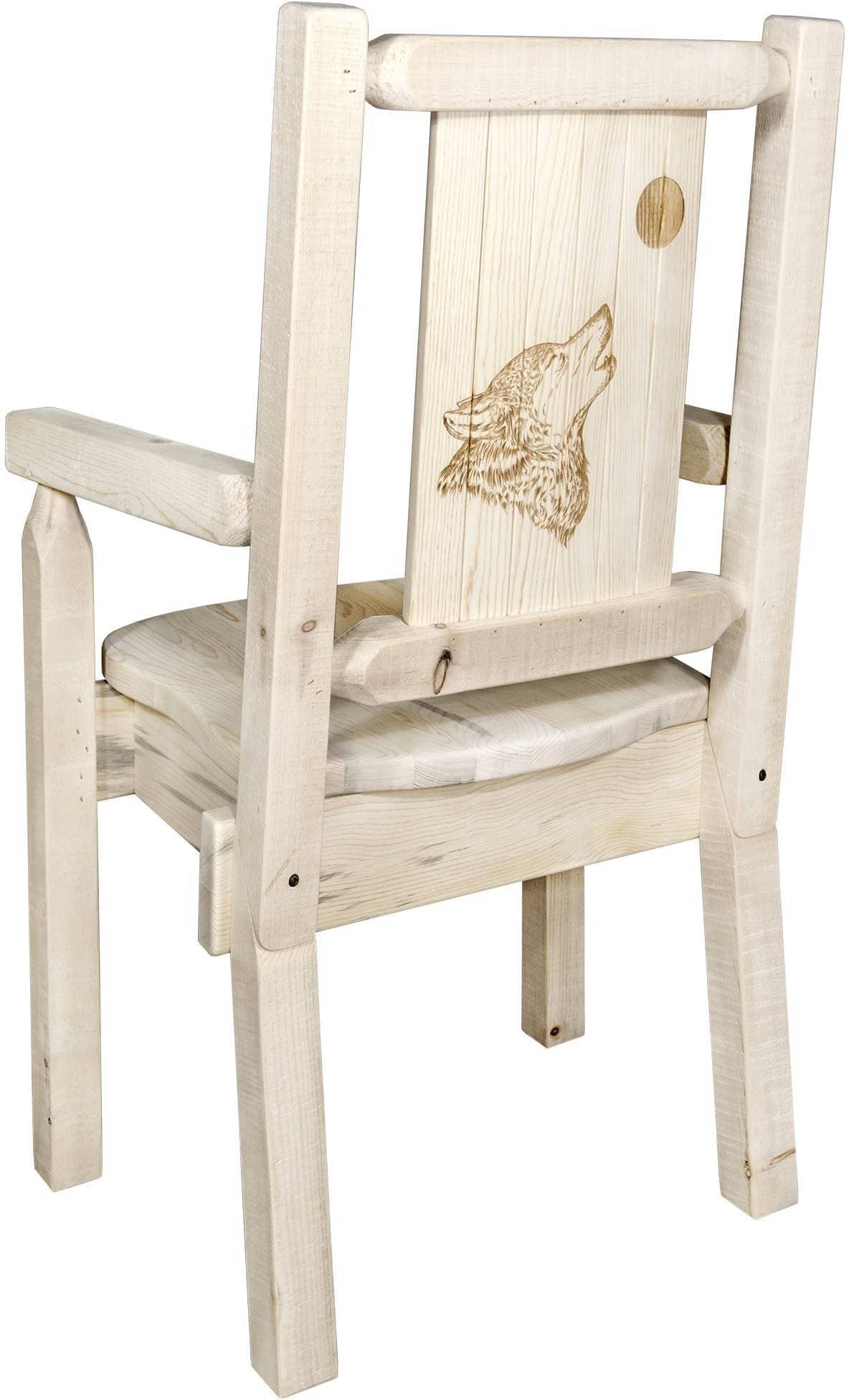 Montana Woodworks Homestead Kollektion Kapitänsstuhl mit Lasergravur Design - Klarer Lacquer Finish