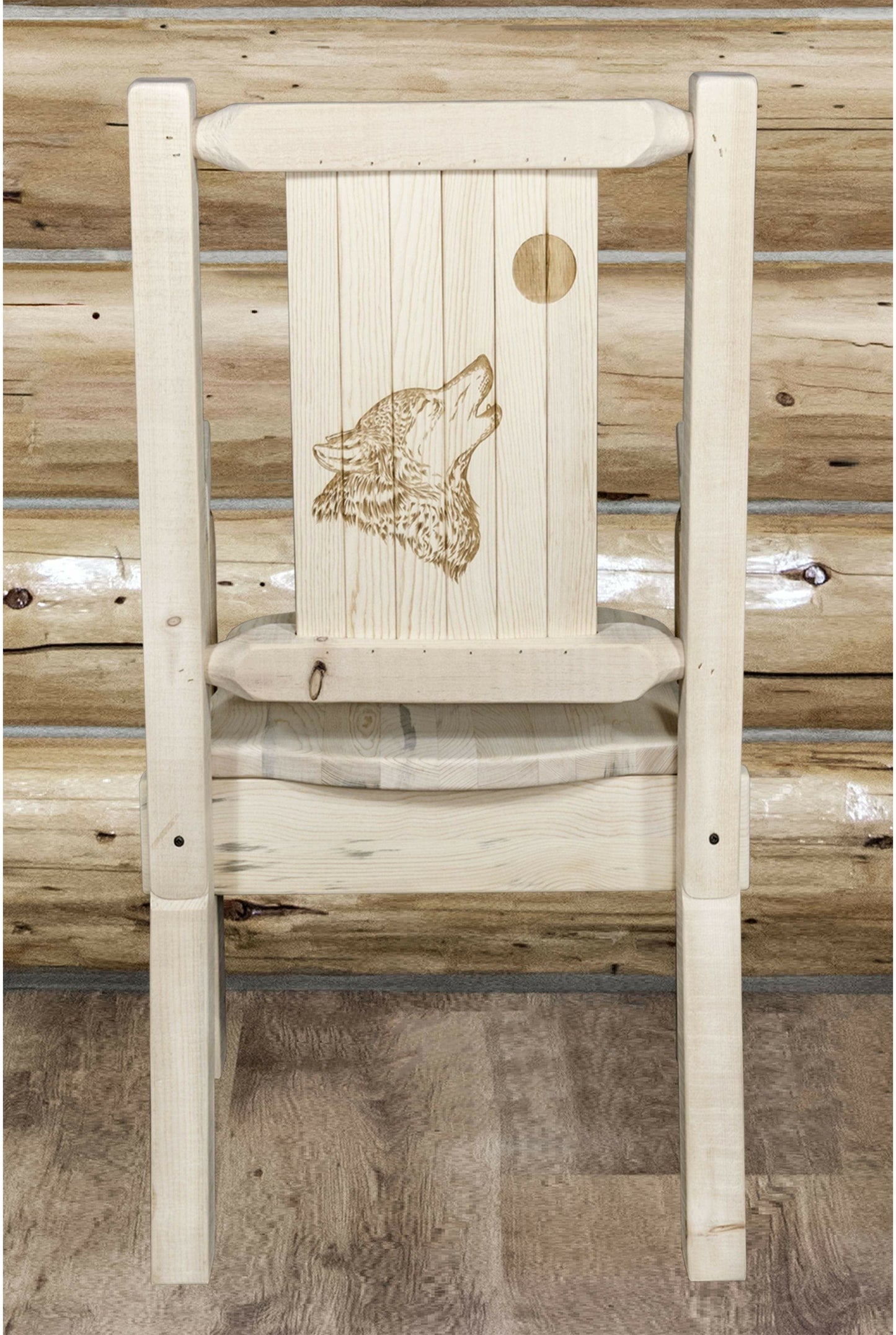 Montana Woodworks Homestead Kollektion Kapitänsstuhl mit Lasergravur Design - Klarer Lacquer Finish