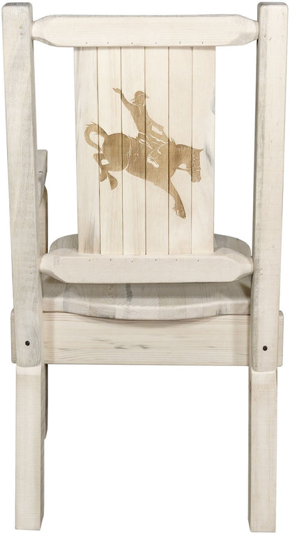 Montana Woodworks Homestead Kollektion Kapitänsstuhl mit Lasergravur Design - Klarer Lacquer Finish