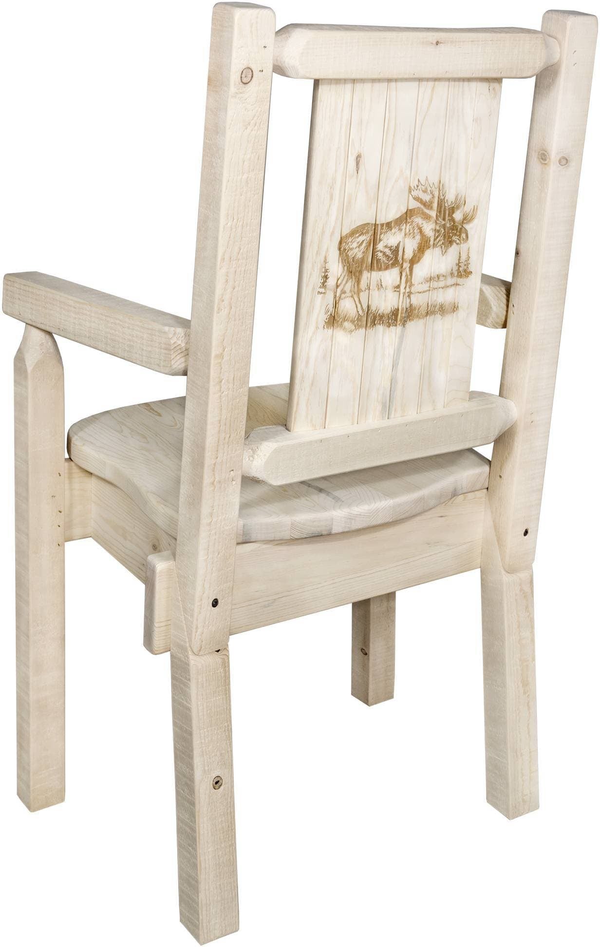 Montana Woodworks Homestead Kollektion Kapitänsstuhl mit Lasergravur Design - Klarer Lacquer Finish