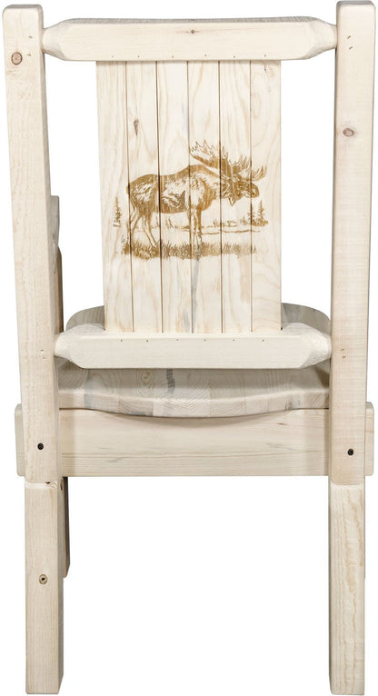 Montana Woodworks Homestead Kollektion Kapitänsstuhl mit Lasergravur Design - Klarer Lacquer Finish