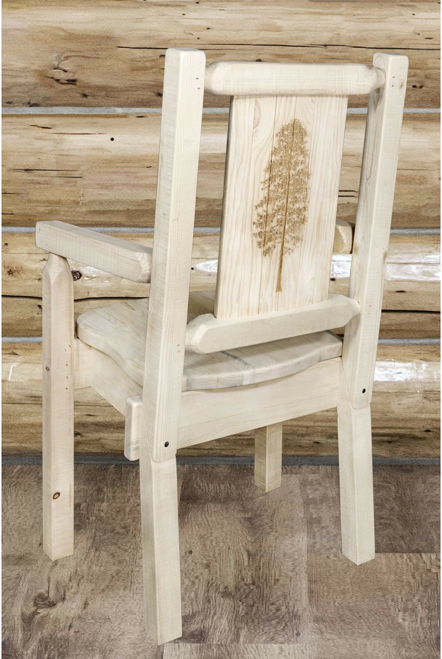 Montana Woodworks Homestead Kollektion Kapitänsstuhl mit Lasergravur Design - Klarer Lacquer Finish