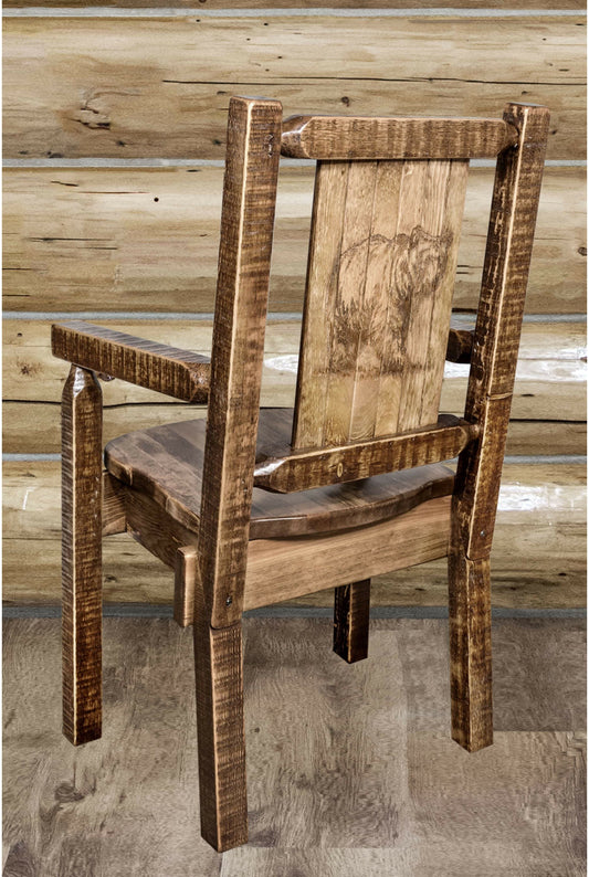 Montana Woodworks Homestead Kollektion Kapitänsstuhl mit Lasergravur - Flecken & Lacquer Finish
