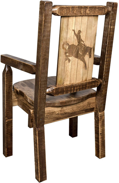Montana Woodworks Homestead Kollektion Kapitänsstuhl mit Lasergravur - Flecken & Lacquer Finish