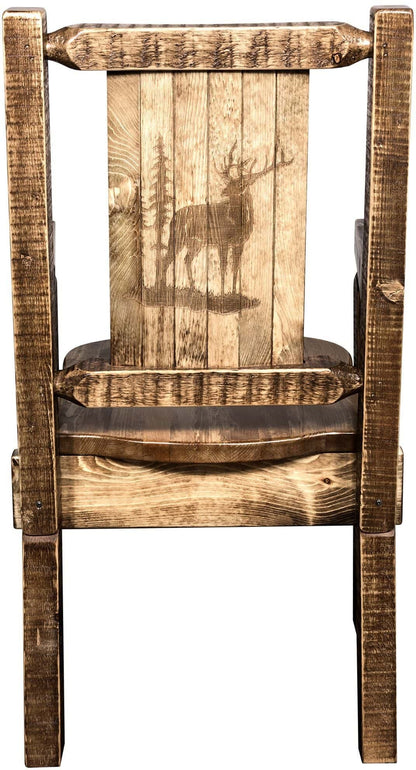 Montana Woodworks Homestead Kollektion Kapitänsstuhl mit Lasergravur - Flecken & Lacquer Finish