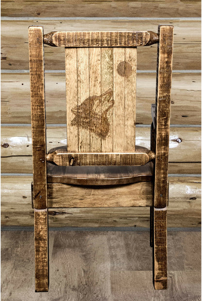 Montana Woodworks Homestead Kollektion Kapitänsstuhl mit Lasergravur - Flecken & Lacquer Finish