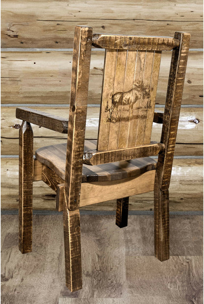 Montana Woodworks Homestead Kollektion Kapitänsstuhl mit Lasergravur - Flecken & Lacquer Finish