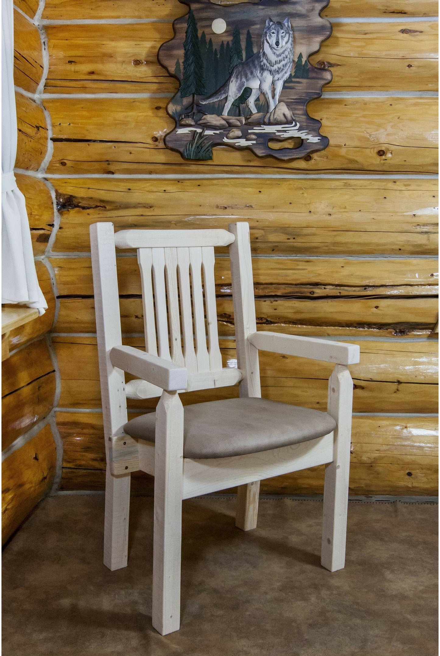 Montana Woodworks Homestead Kollektion Kapitänsstuhl mit Polstersitz - Klarer Lack Finish