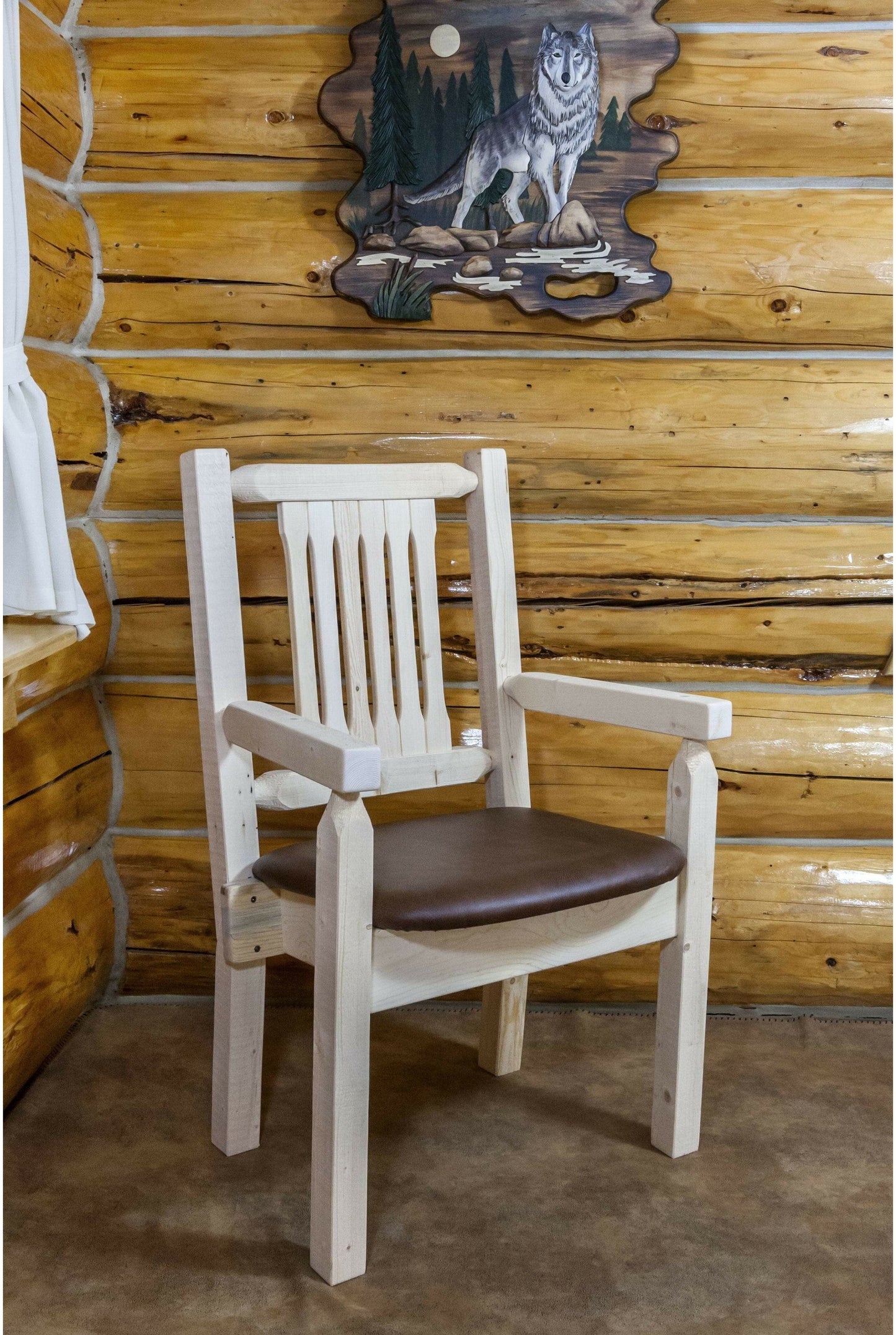 Montana Woodworks Homestead Kollektion Kapitänsstuhl mit Polstersitz - Klarer Lack Finish