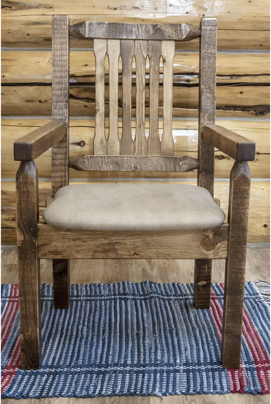 Montana Woodworks Homestead Kollektion Kapitänsstuhl mit Polstersitz - Flecken & Klarer Lacquer Finish