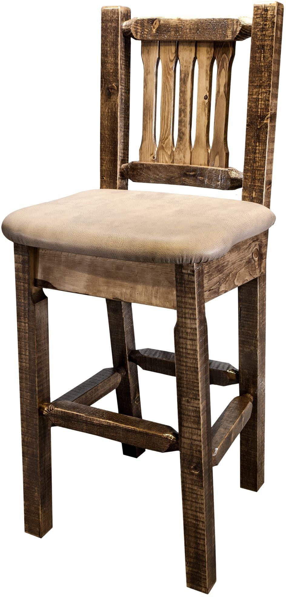 Montana Woodworks Homestead Kollektion Counter Height Barshocker mit Rücken