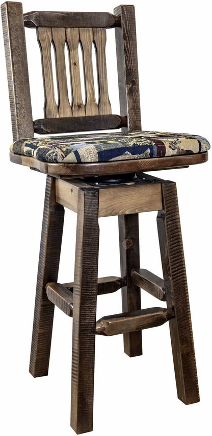 Montana Woodworks Homestead Kollektion Counter Height Barshocker mit Back & Swivel