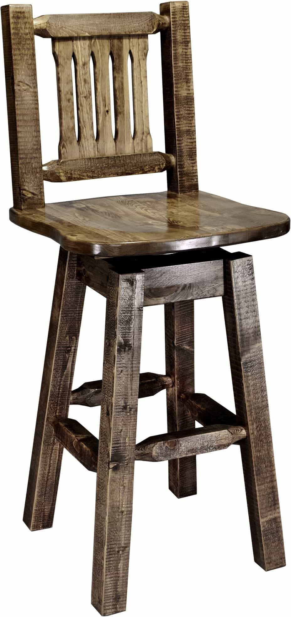 Montana Woodworks Homestead Kollektion Counter Height Barshocker mit Back & Swivel