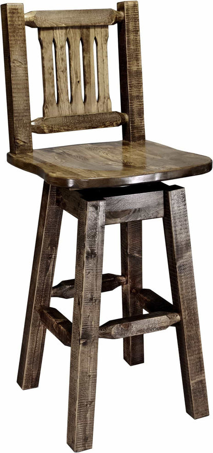 Montana Woodworks Homestead Kollektion Counter Height Barshocker mit Back & Swivel