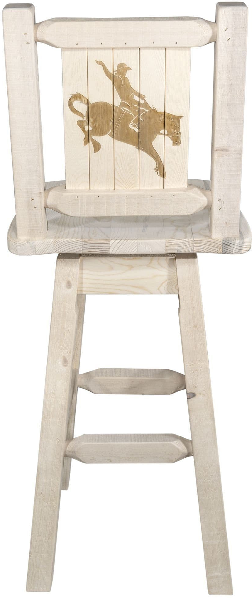 Montana Woodworks Homestead Kollektion Counter Height Barshocker mit Rücken & Swivel und Laser Gravur - Klare Lacquer Finish