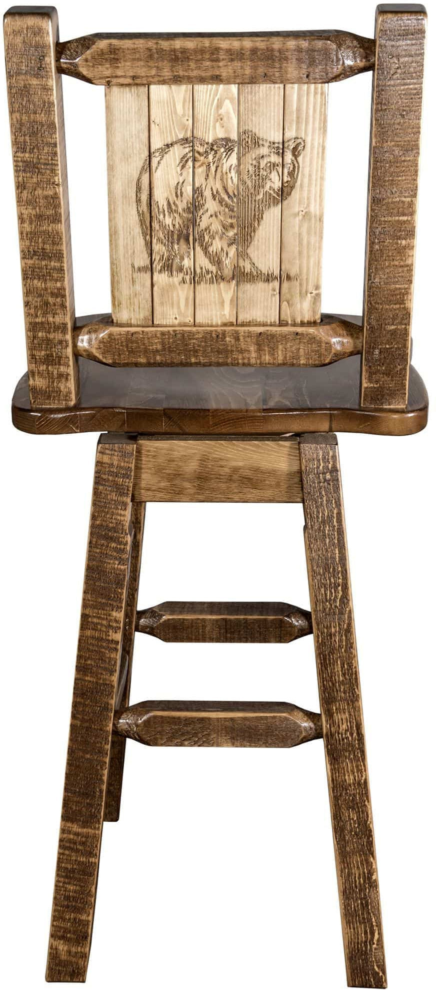 Montana Woodworks Homestead Kollektion Counter Height Barshocker mit Rücken & Swivel und Laser Gravur - Fleck & Lacquer Finish