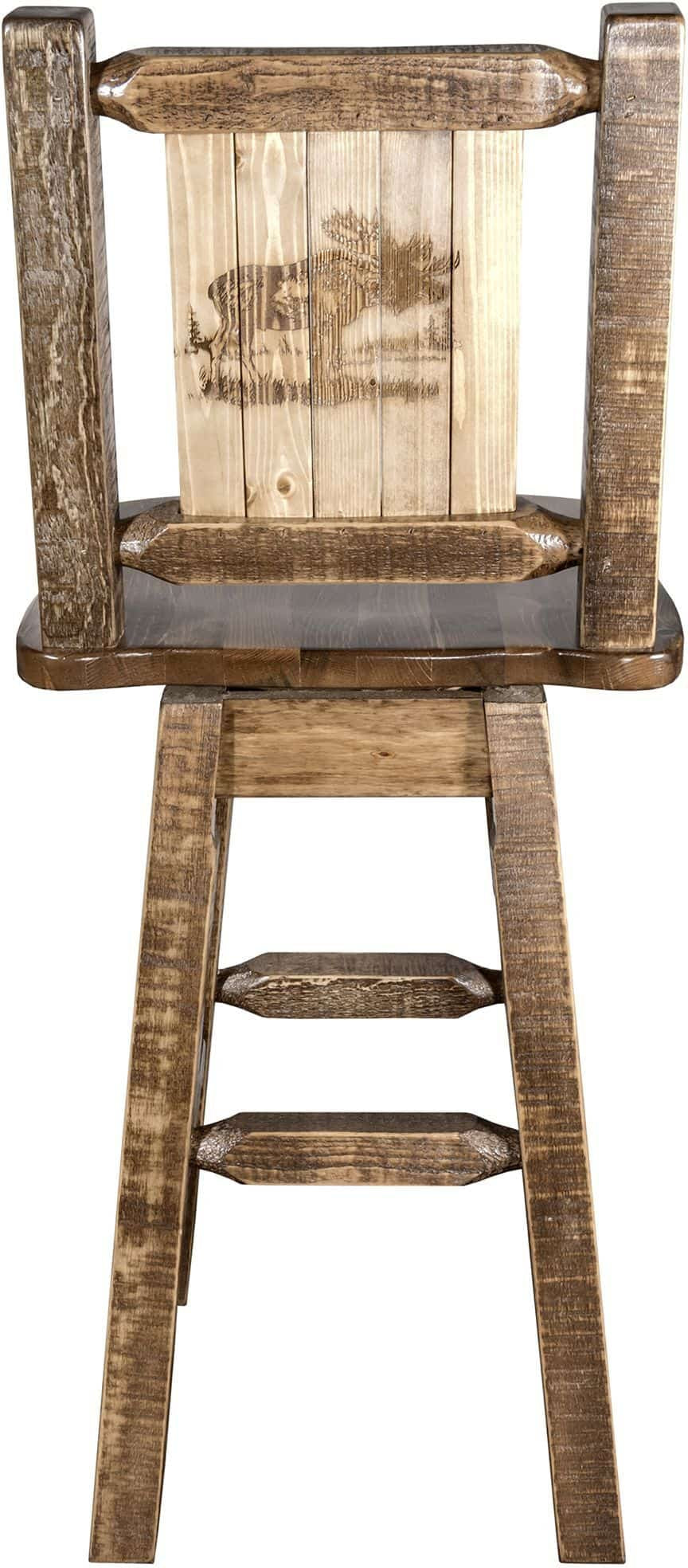 Montana Woodworks Homestead Kollektion Counter Height Barshocker mit Rücken & Swivel und Laser Gravur - Fleck & Lacquer Finish