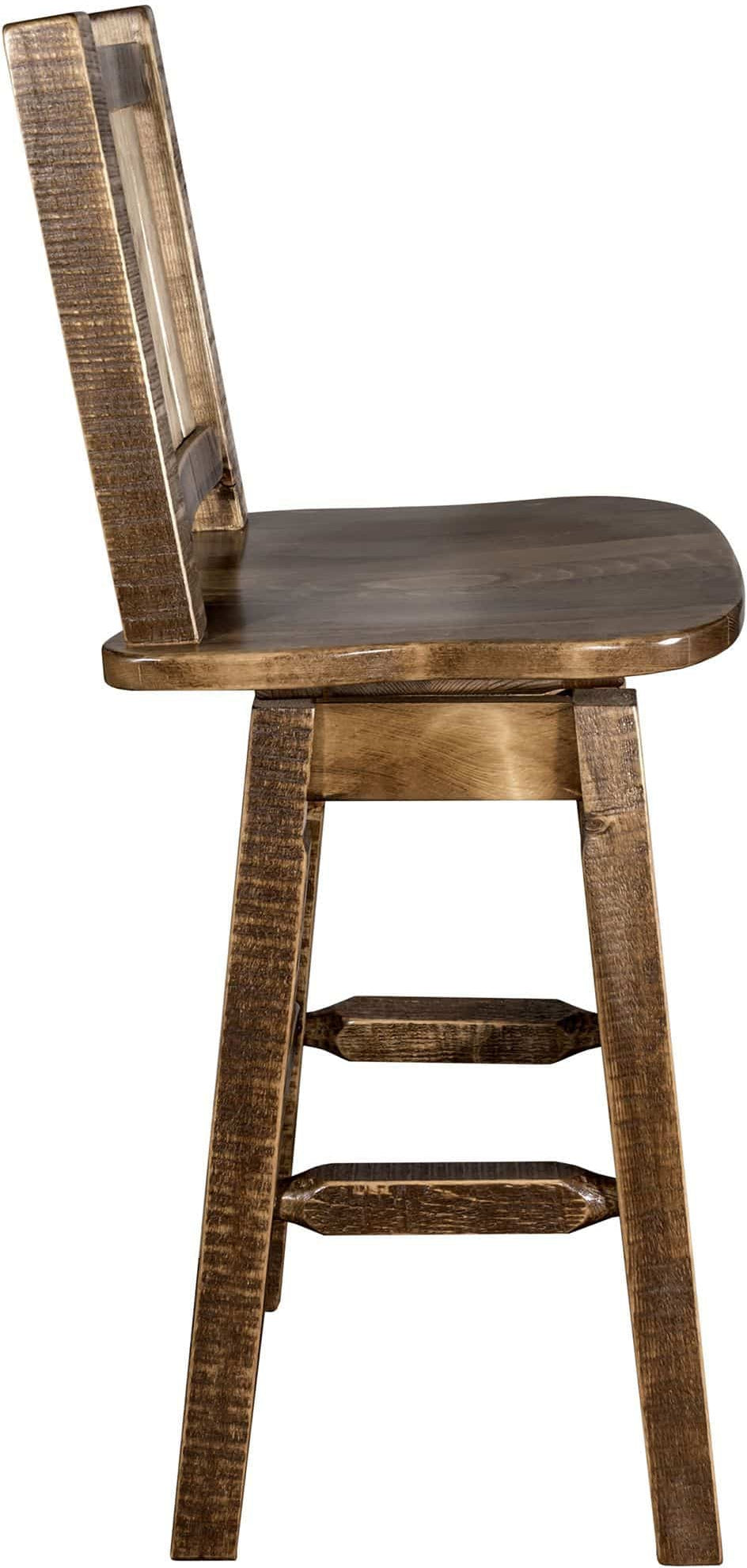 Montana Woodworks Homestead Kollektion Counter Height Barshocker mit Rücken & Swivel und Laser Gravur - Fleck & Lacquer Finish