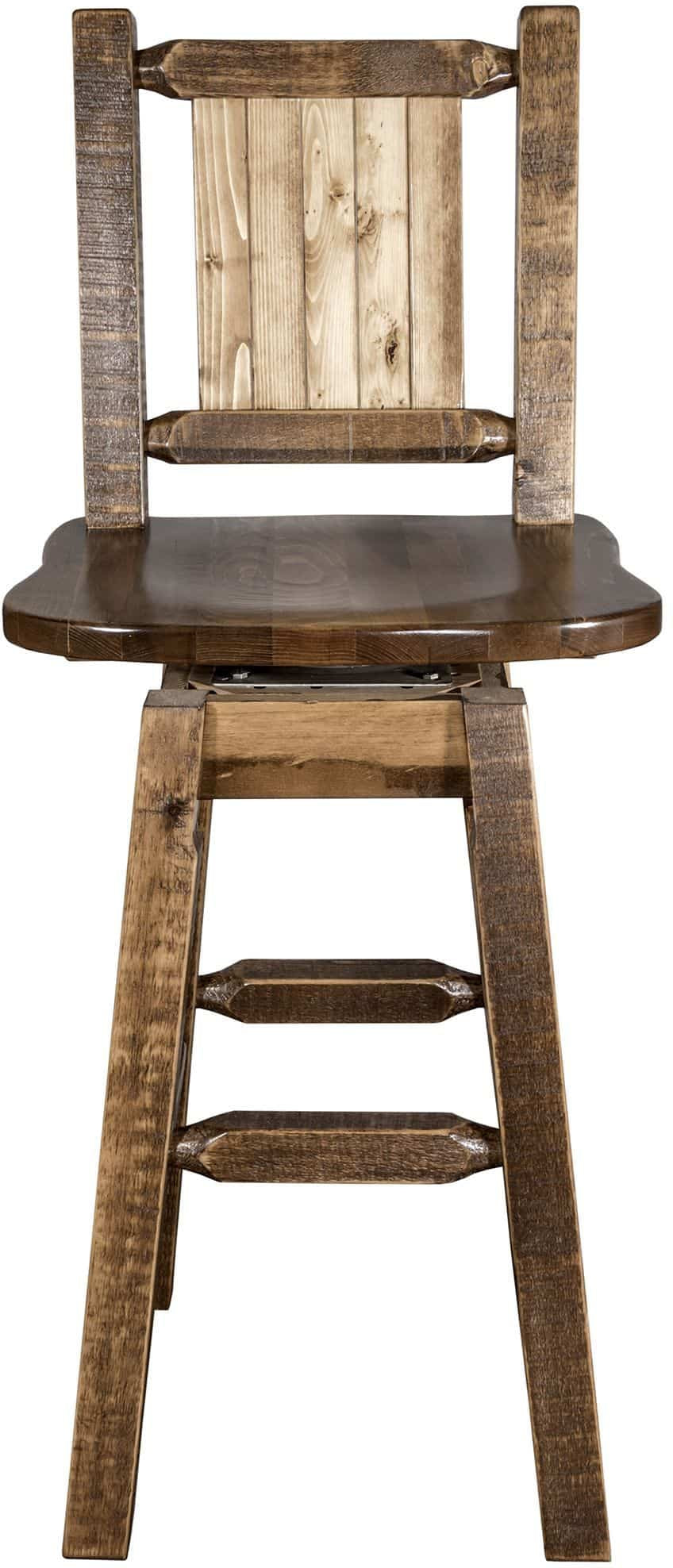 Montana Woodworks Homestead Kollektion Counter Height Barshocker mit Rücken & Swivel und Laser Gravur - Fleck & Lacquer Finish