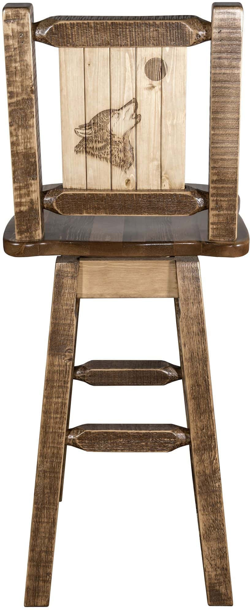 Montana Woodworks Homestead Kollektion Counter Height Barshocker mit Rücken & Swivel und Laser Gravur - Fleck & Lacquer Finish