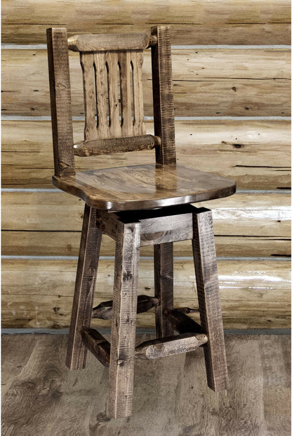 Montana Woodworks Homestead Kollektion Counter Height Barshocker mit Back & Swivel