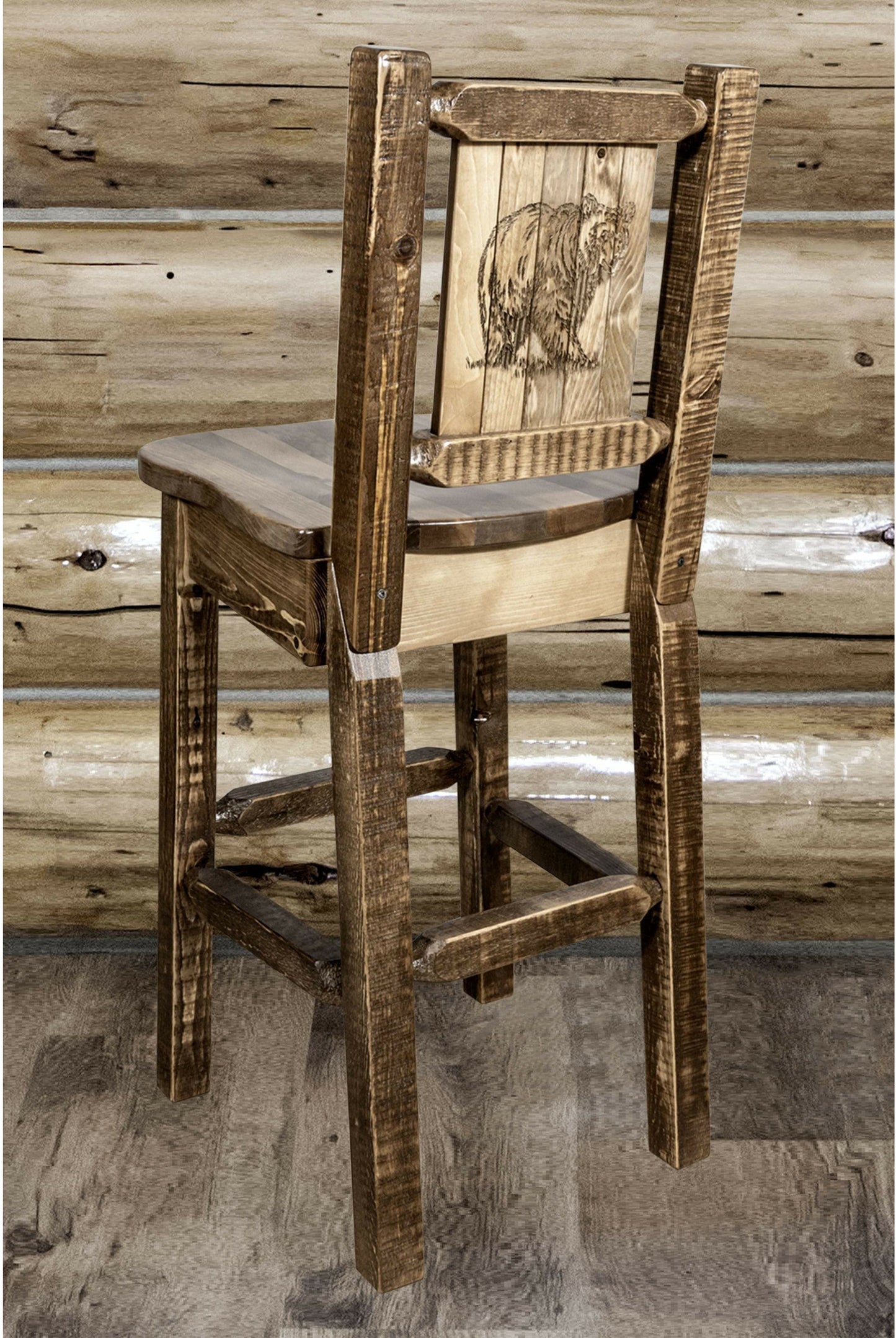 Montana Woodworks Homestead Kollektion Counter Height Barstool mit Engraved Design