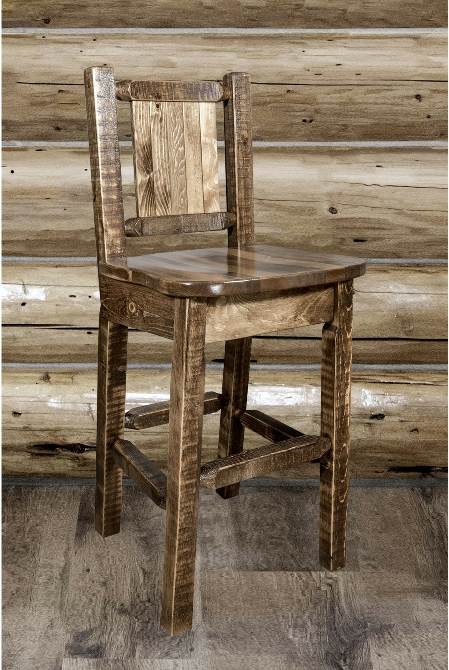 Montana Woodworks Homestead Kollektion Counter Height Barstool mit Engraved Design