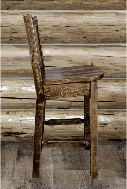 Montana Woodworks Homestead Kollektion Counter Height Barstool mit Engraved Design