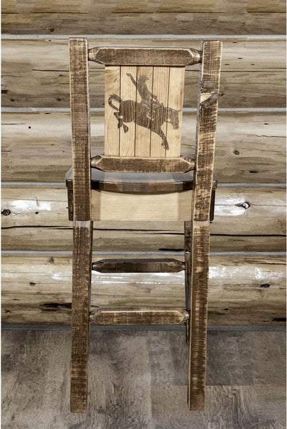 Montana Woodworks Homestead Kollektion Counter Height Barstool mit Engraved Design