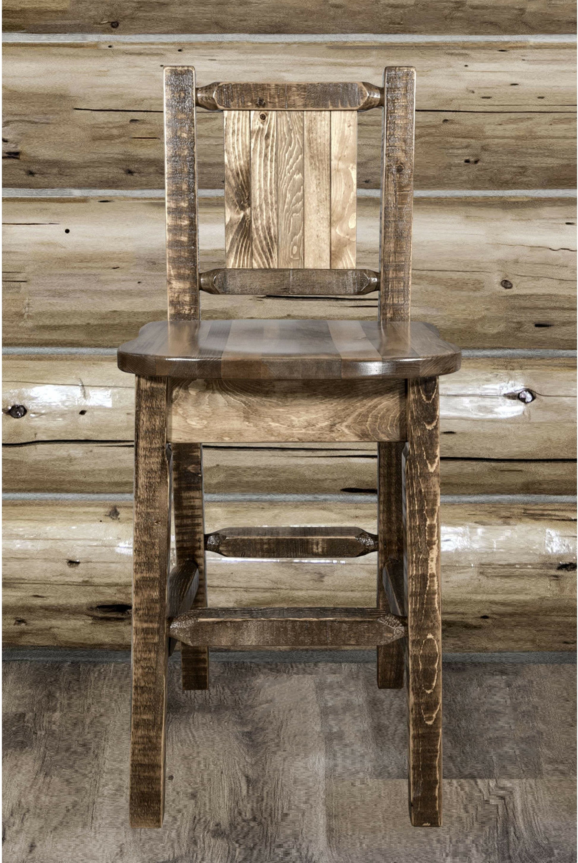 Montana Woodworks Homestead Kollektion Counter Height Barstool mit Engraved Design