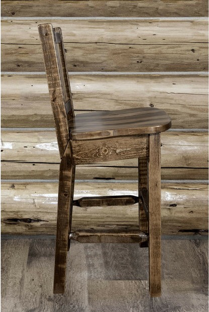 Montana Woodworks Homestead Kollektion Counter Height Barstool mit Engraved Design