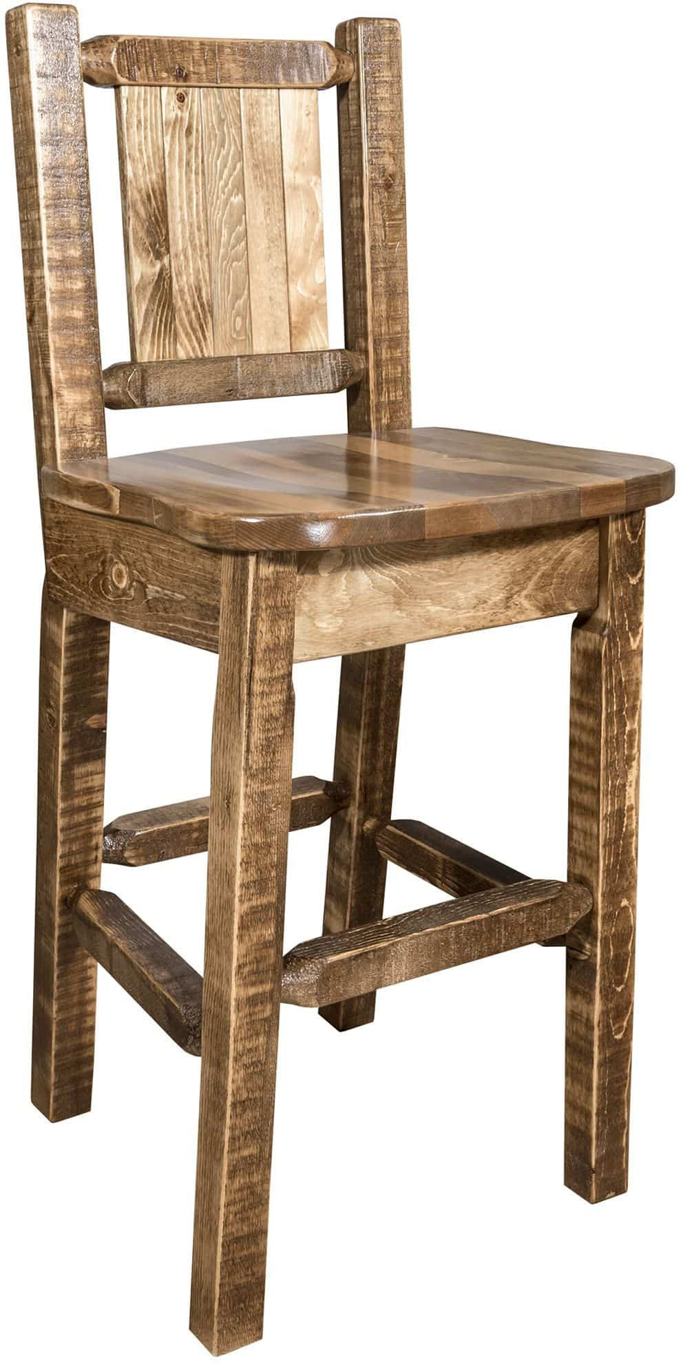 Montana Woodworks Homestead Kollektion Counter Height Barstool mit Engraved Design