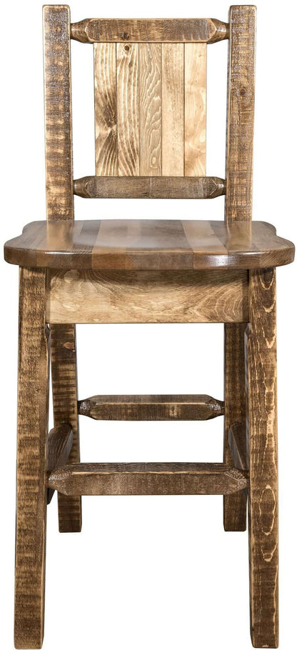 Montana Woodworks Homestead Kollektion Counter Height Barstool mit Engraved Design