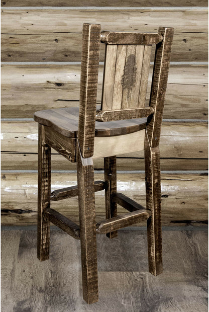 Montana Woodworks Homestead Kollektion Counter Height Barstool mit Engraved Design