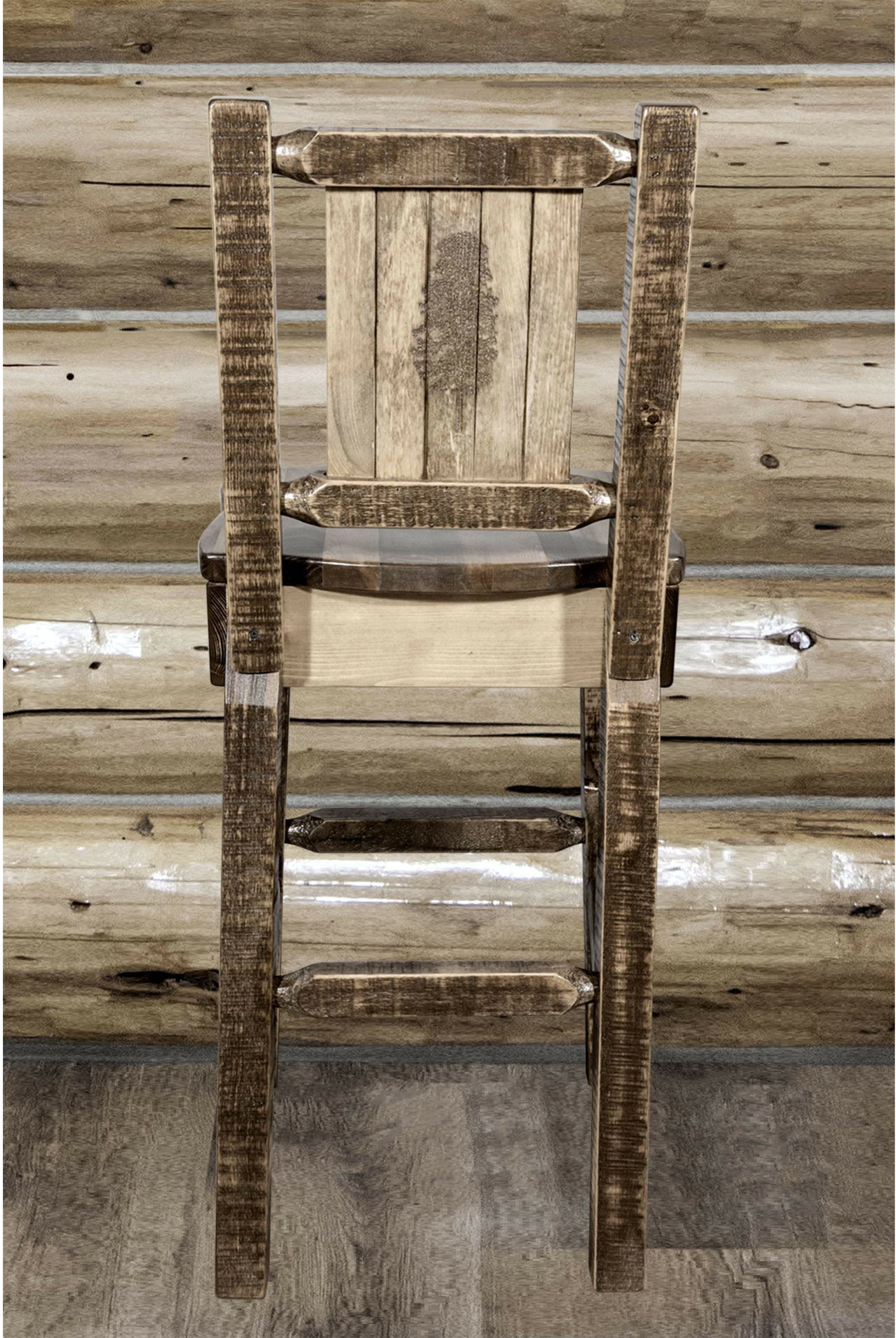 Montana Woodworks Homestead Kollektion Counter Height Barstool mit Engraved Design