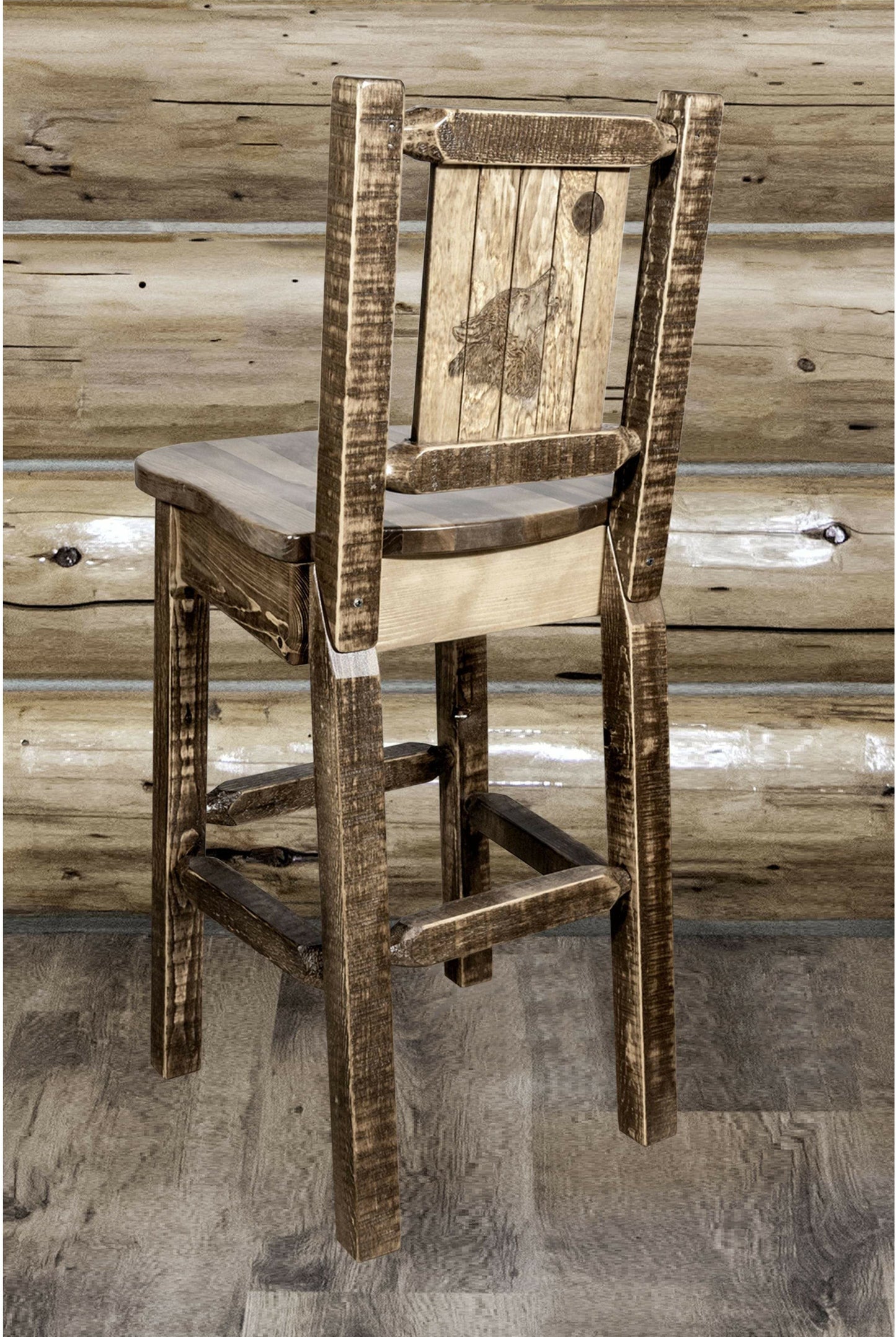 Montana Woodworks Homestead Kollektion Counter Height Barstool mit Engraved Design