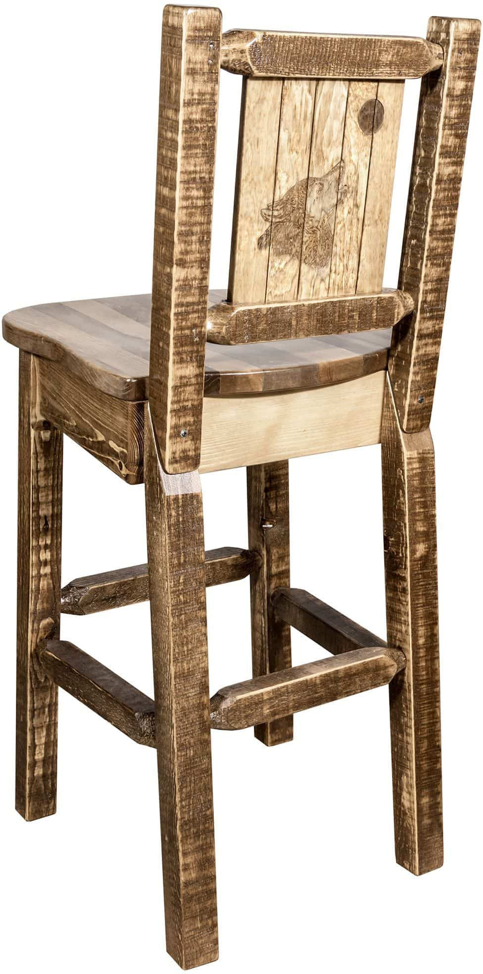 Montana Woodworks Homestead Kollektion Counter Height Barstool mit Engraved Design