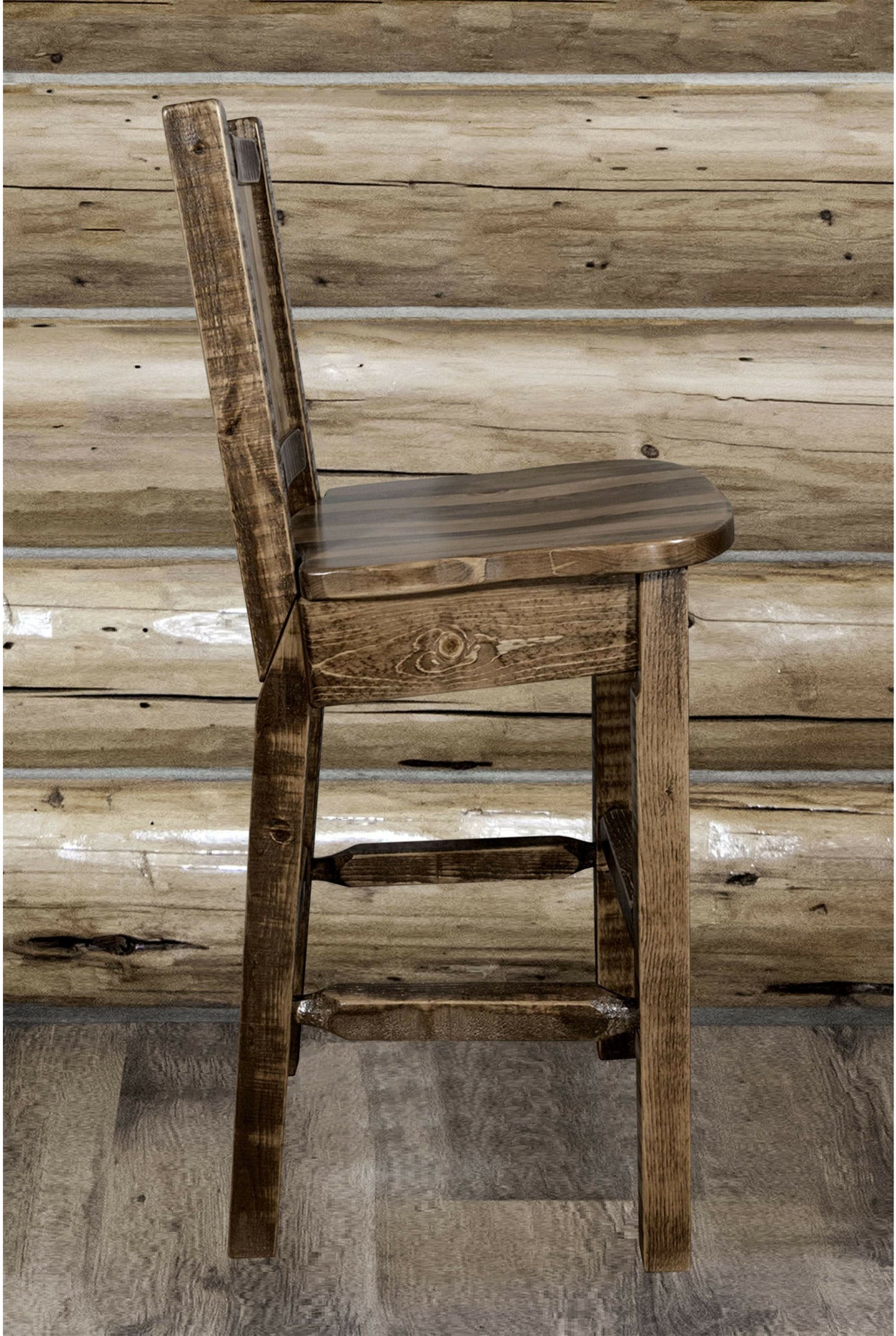 Montana Woodworks Homestead Kollektion Counter Height Barstool mit Engraved Design