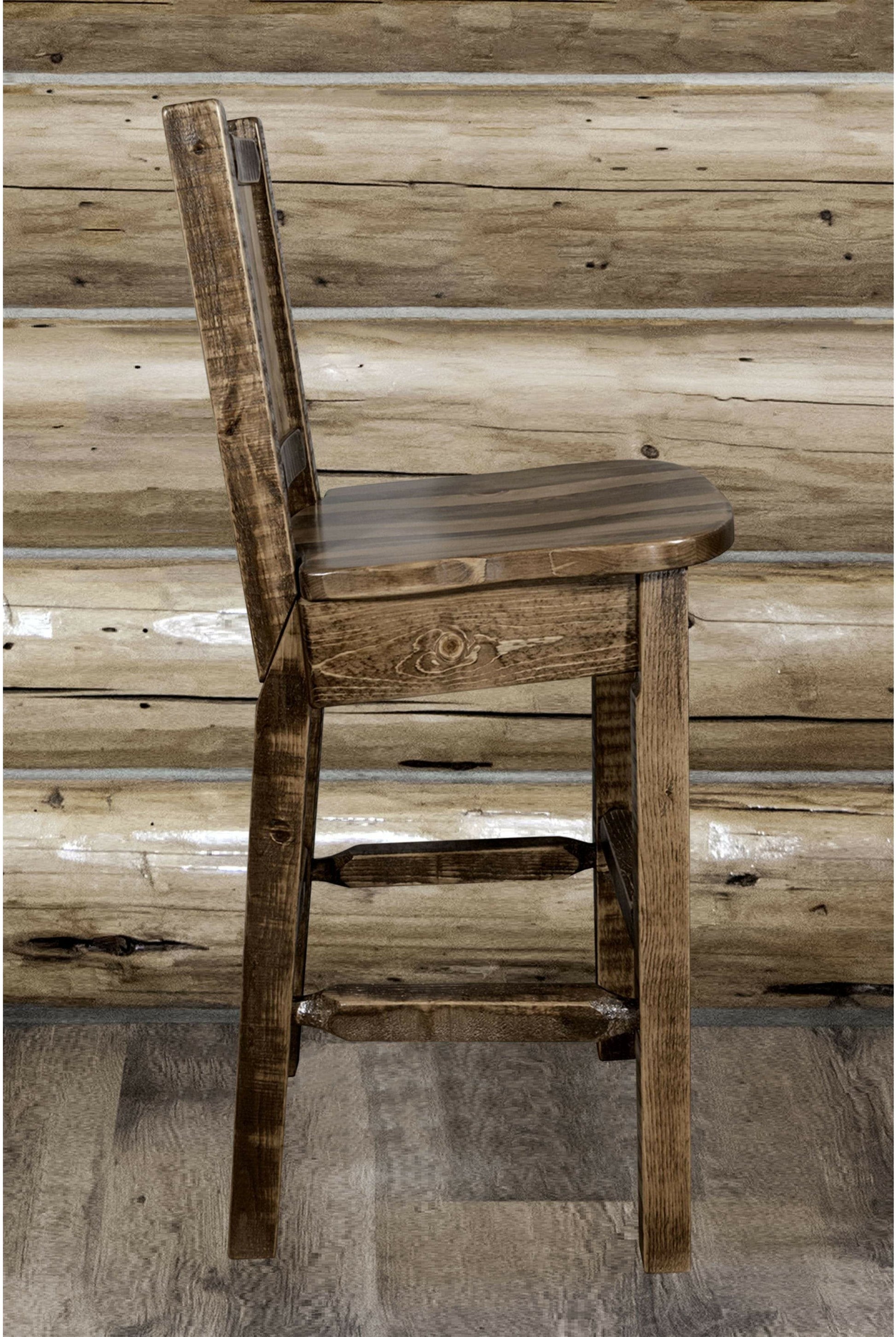 Montana Woodworks Homestead Kollektion Counter Height Barstool mit Engraved Design