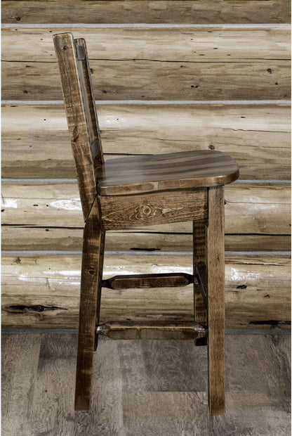 Montana Woodworks Homestead Kollektion Counter Height Barstool mit Engraved Design