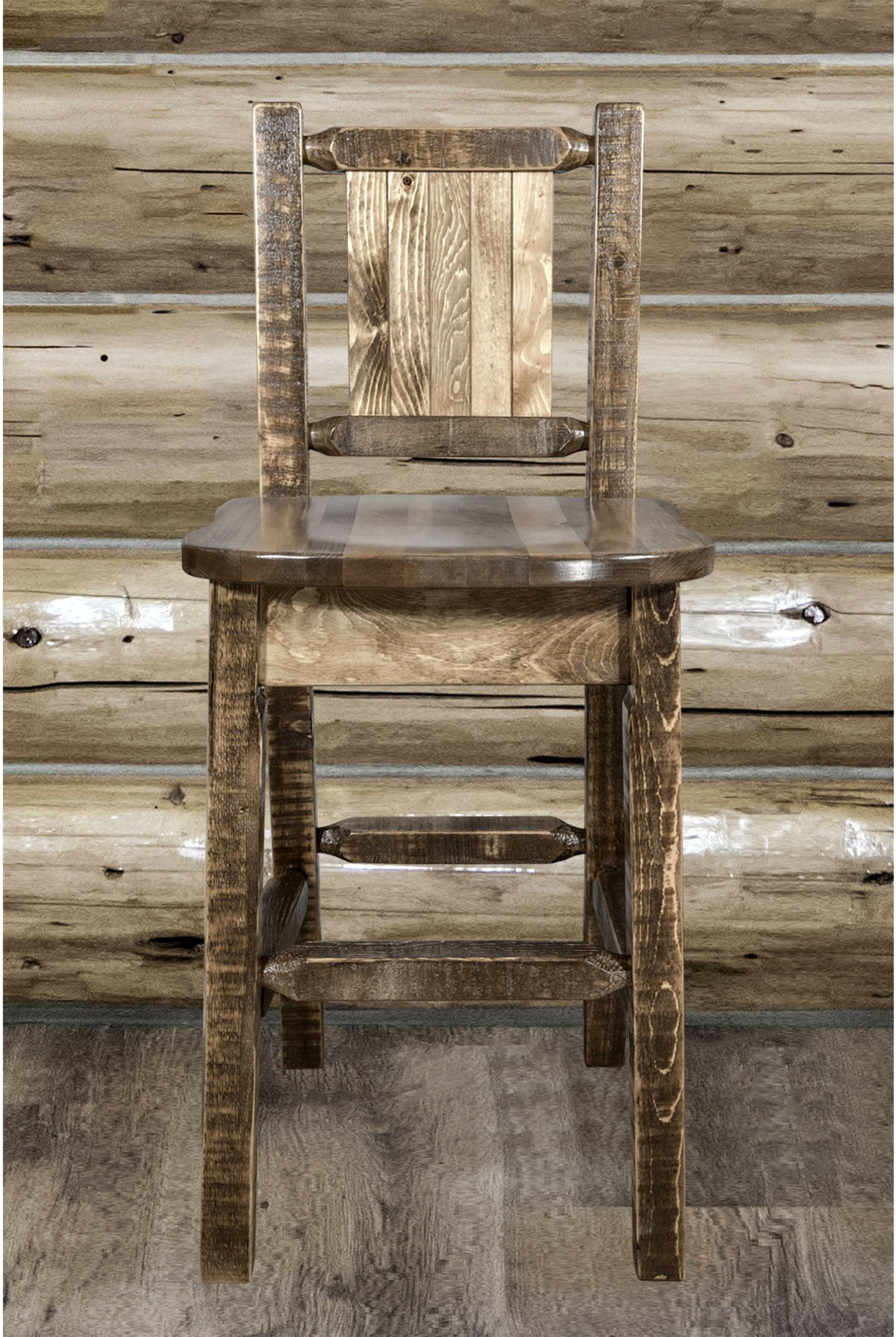 Montana Woodworks Homestead Kollektion Counter Height Barstool mit Engraved Design