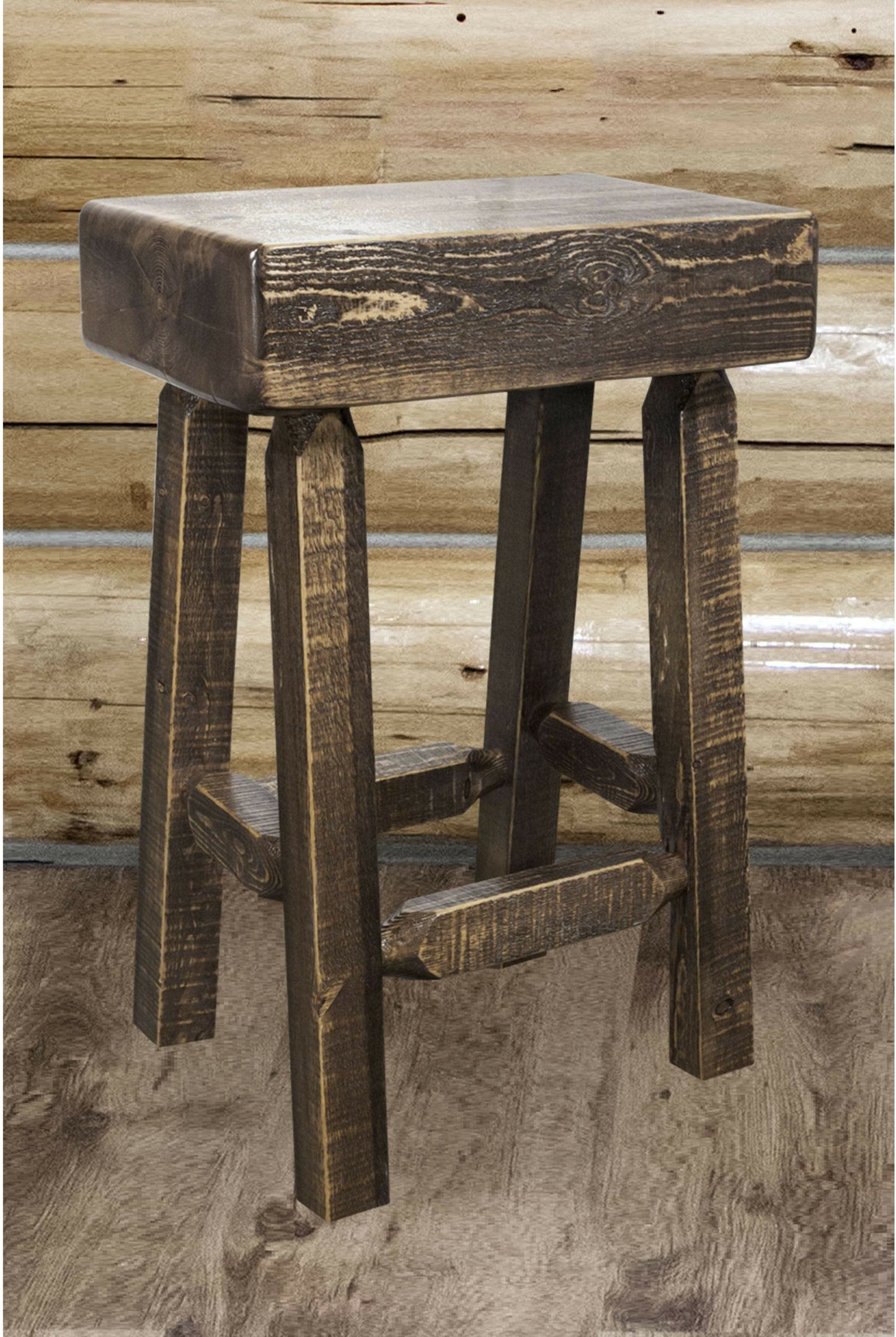 Montana Woodworks Homestead Kollektion Counter Height Halb Log Barstool