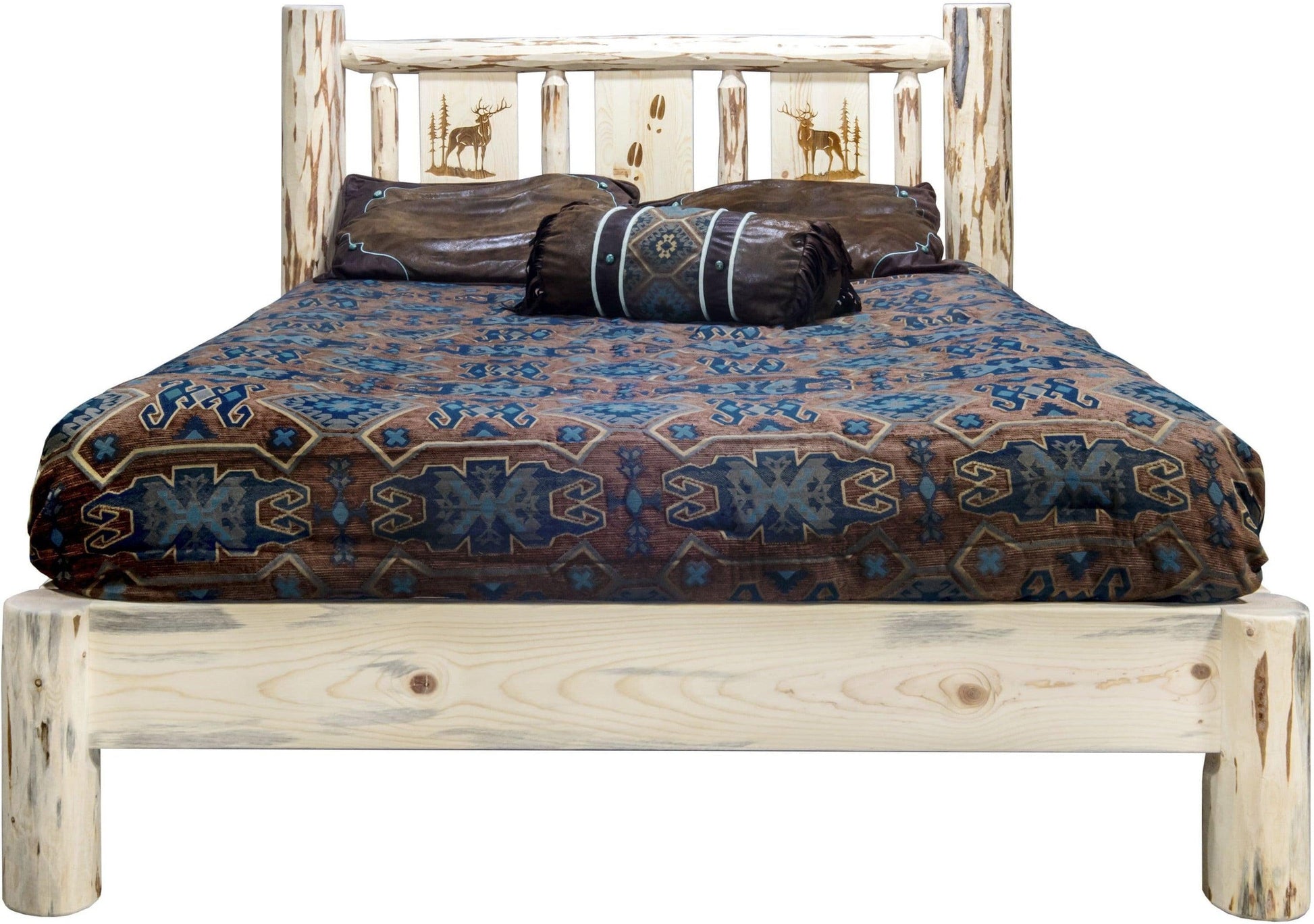 Montana Woodworks Montana Kollektion Volle Plattform Bett mit Laser-Gravur-Design - Bereit zum Abschluss