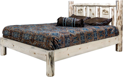 Montana Woodworks Montana Kollektion Volle Plattform Bett mit Laser-Gravur-Design - Bereit zum Abschluss