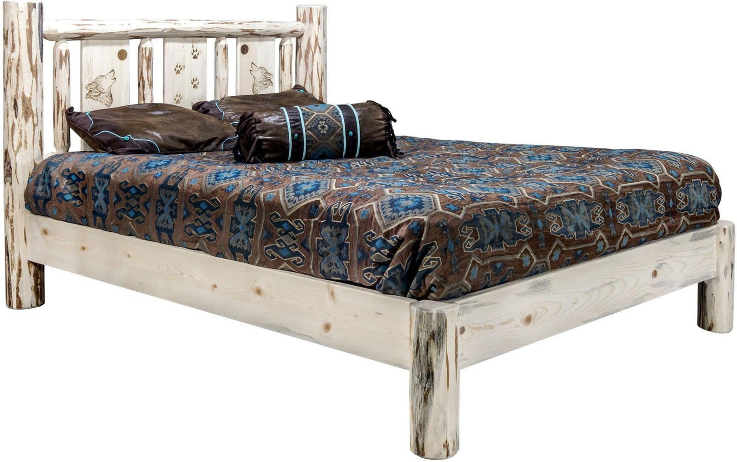 Montana Woodworks Montana Kollektion Volle Plattform Bett mit Laser-Gravur-Design - Bereit zum Abschluss