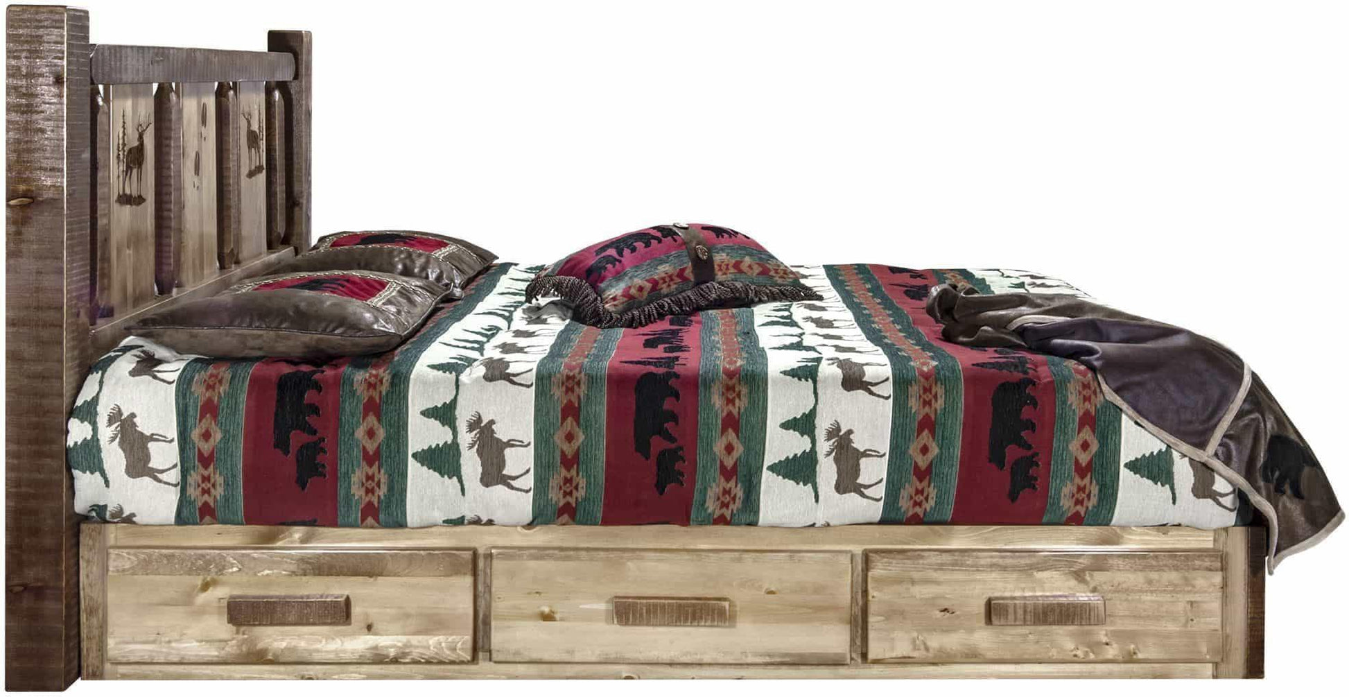Montana Woodworks Vollspeicherplattform mit Lasergravurdesign