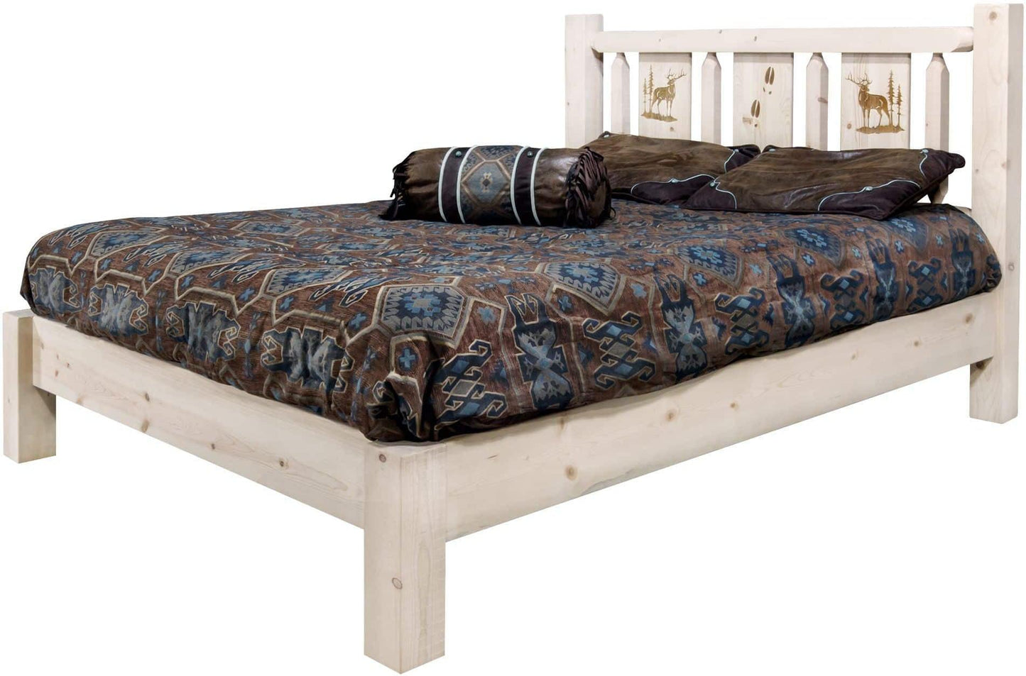 Montana Woodworks Homestead Kollektion King Platform Bett mit Lasergravur Design - Bereit zum Abschluss