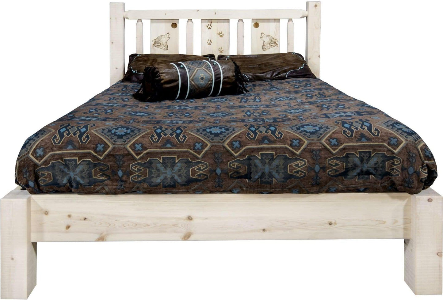 Montana Woodworks Homestead Kollektion King Platform Bett mit Lasergravur Design - Bereit zum Abschluss
