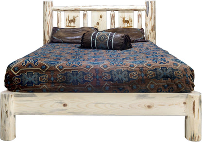 Montana Woodworks Montana Kollektion California King Plattform Bett mit Lasergravur Design - Bereit zum Abschluss