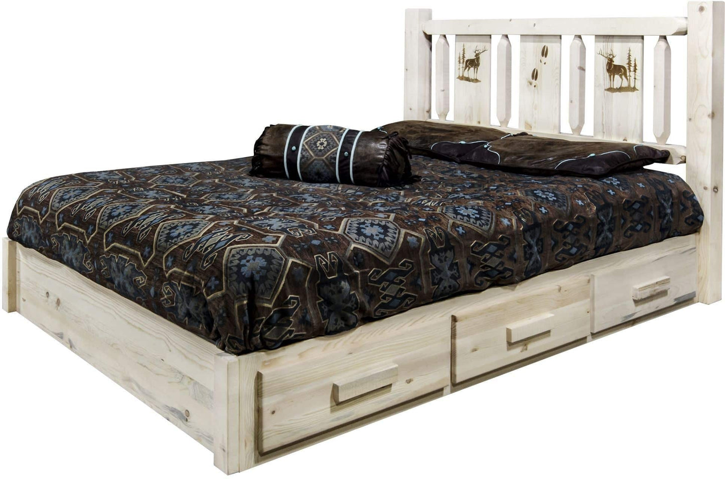Montana Woodworks Homestead Kollektion Queen Storage Platform Bett mit Lasergravur - Bereit zum Abschluss